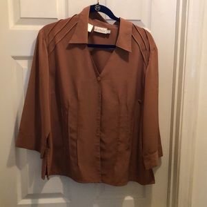 Size 16 brown pleated blouse